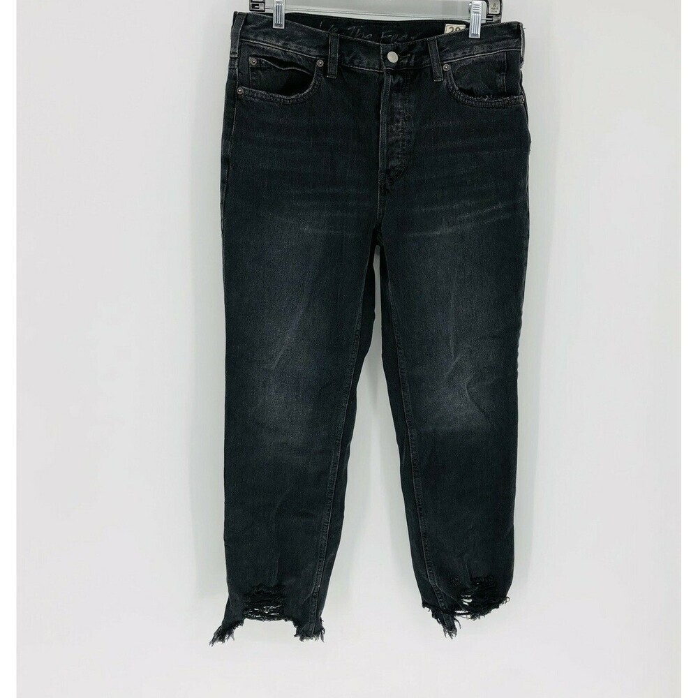Free People Chewed Up Midrise Straight Jean 28 Regular Mid Rise 100% Cotton Jean